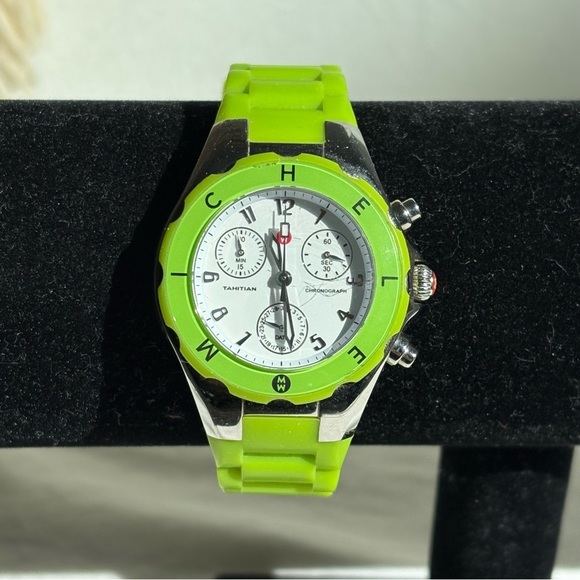 Accessories - MICHELE Neon Green Tahini Jelly Watch